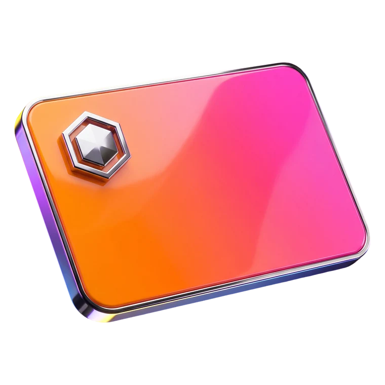 Glossy orange and pink KeyForge membership card